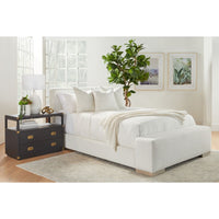 brushed black acacia wood brushed gold hardware nightstand two drawer