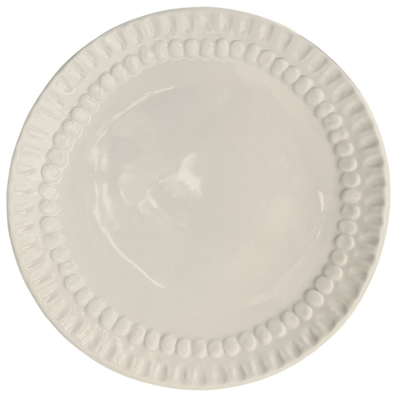 cream melamine dinner plate dotted edge