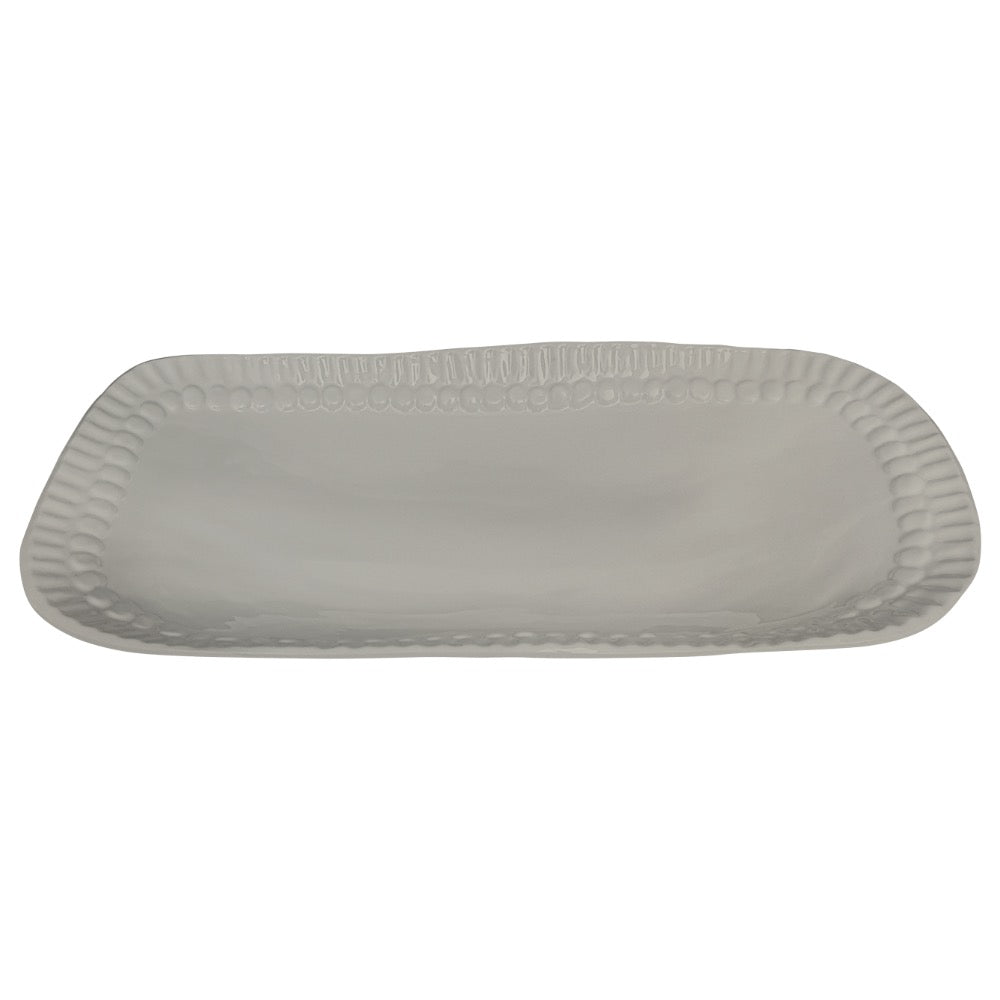 stone melamine serving platter dotted edge