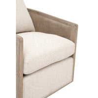 linen gray oak swivel chair natural cane wrapped rattan plywood