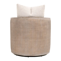 linen gray oak swivel chair natural cane wrapped rattan plywood
