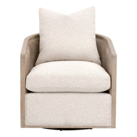 linen gray oak swivel chair natural cane wrapped rattan plywood