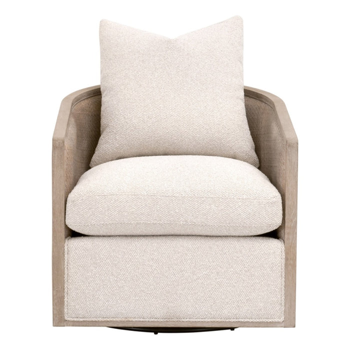 linen gray oak swivel chair natural cane wrapped rattan plywood