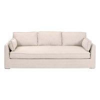 outdoor slipcover sofa natural fabric bench seat three cushion