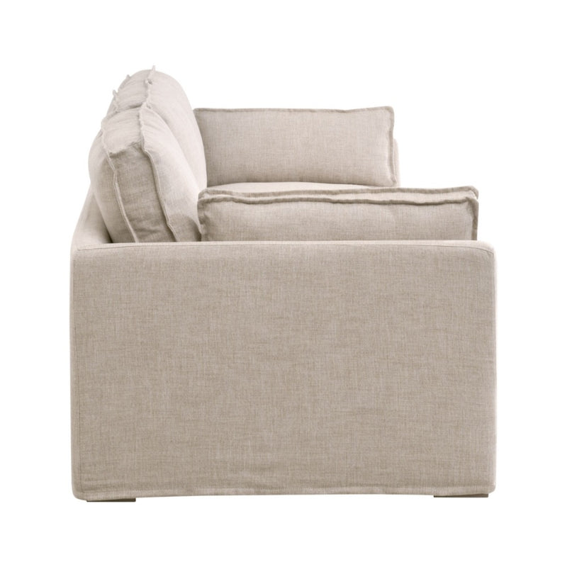 outdoor slipcover sofa natural fabric bench seat three cushion