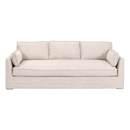 outdoor slipcover sofa natural fabric bench seat three cushion