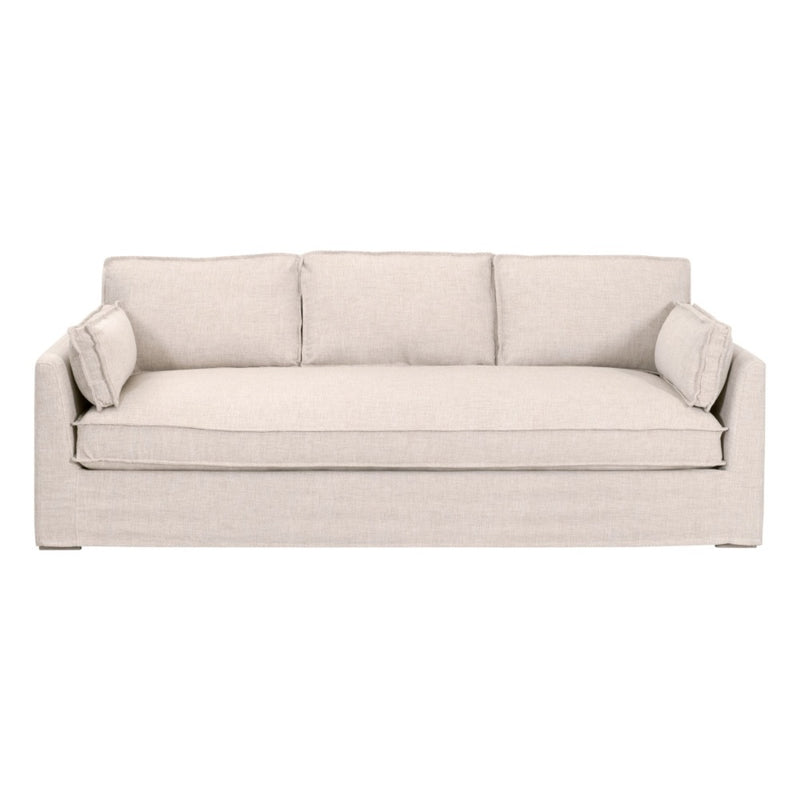 outdoor slipcover sofa natural fabric bench seat three cushion