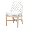 gray teak base flat rope woven back outdoor dining chair