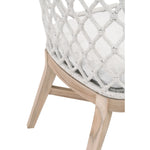 gray teak base flat rope woven back outdoor dining chair