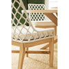 gray teak base flat rope woven back outdoor dining chair