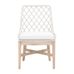 gray teak base flat rope woven back outdoor dining chair