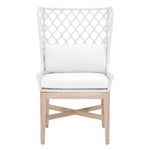 gray teak base flat rope woven back outdoor wing chair