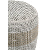 accent table outdoor woven taupe white rope round