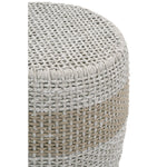 accent table outdoor woven taupe white rope round