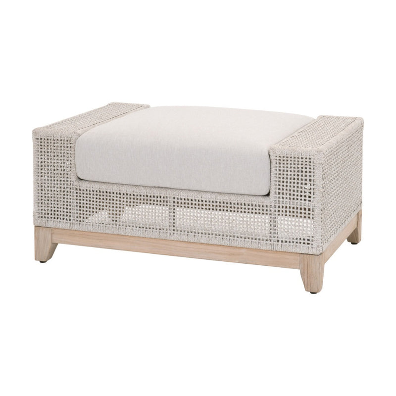 outdoor ottoman taupe white woven rope