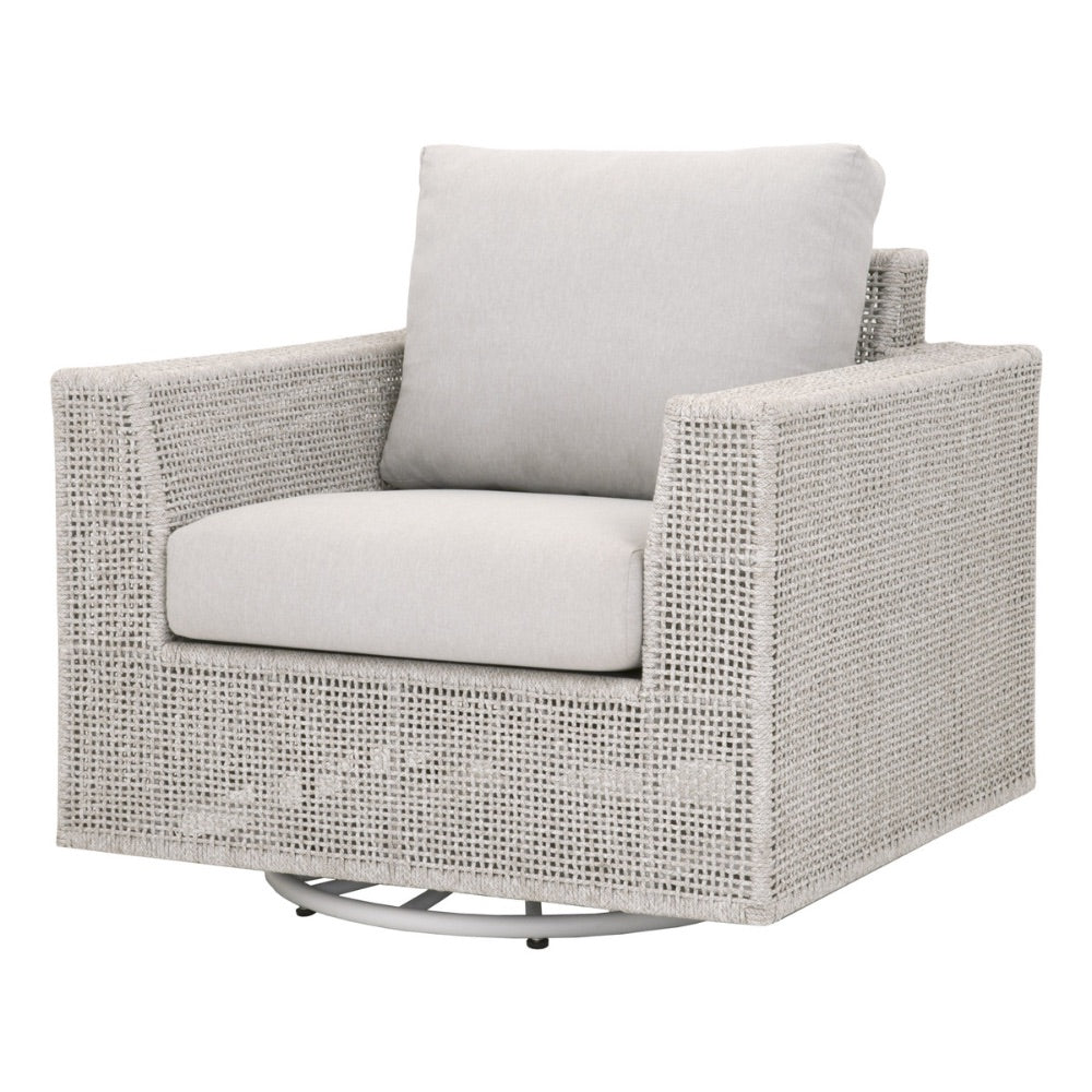 outdoor swivel chair rocker white taupe rope