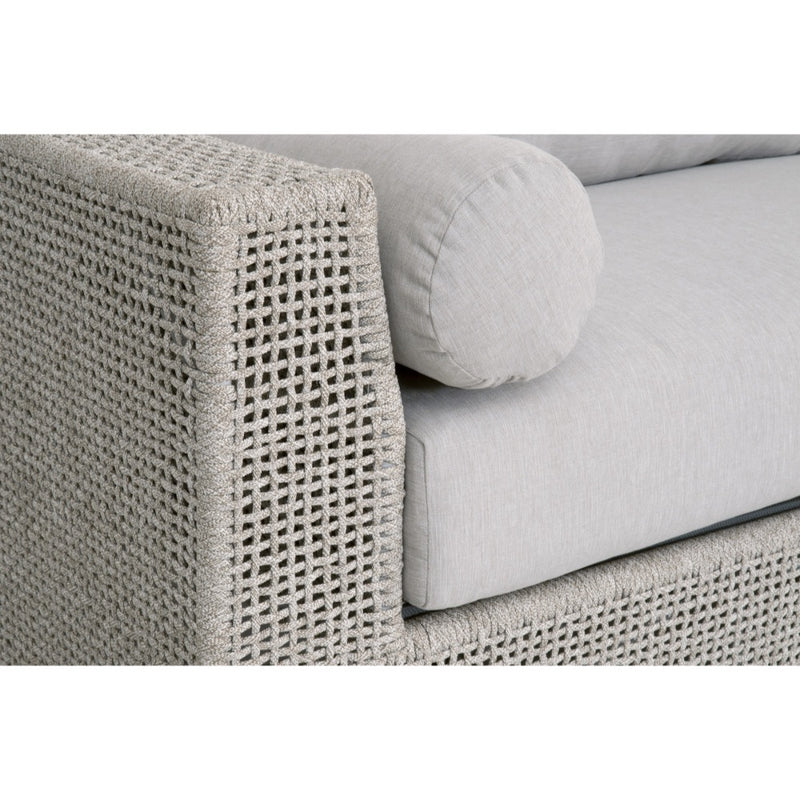 outdoor sofa woven rope taupe white