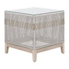 end table outdoor woven taupe white rope square