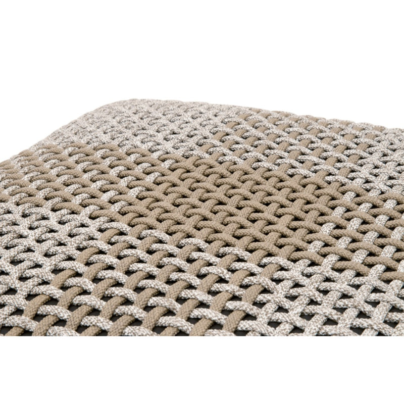 cube ottoman woven taupe white rope outdoor