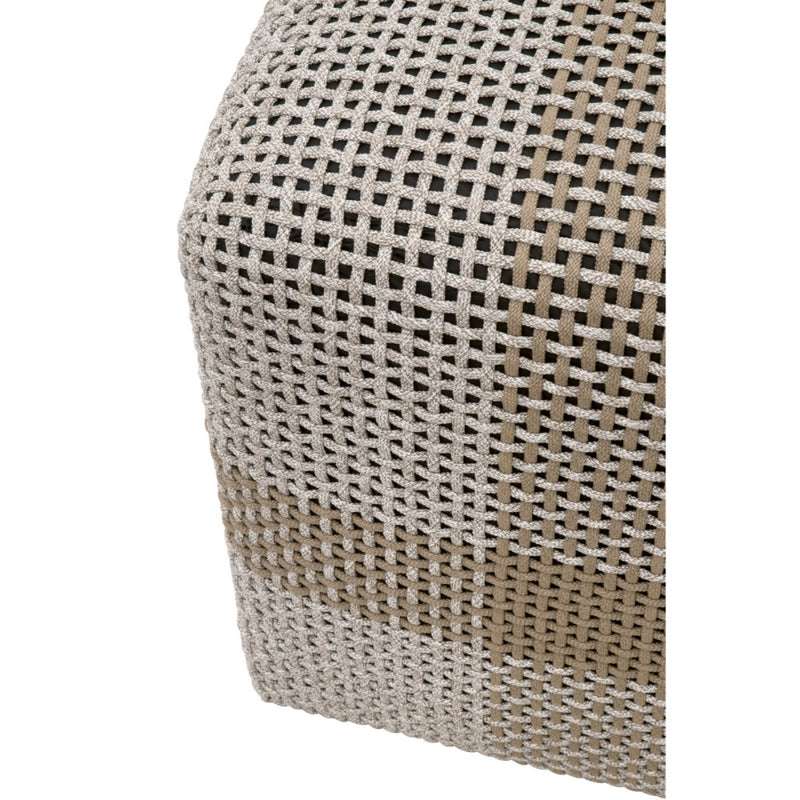 cube ottoman woven taupe white rope outdoor