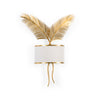 double palm sconce gold linen shade two bulb