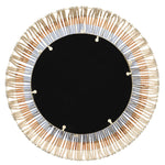 beaded mirror round natural blue mango wood 
