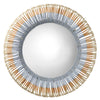 beaded mirror round natural blue mango wood 