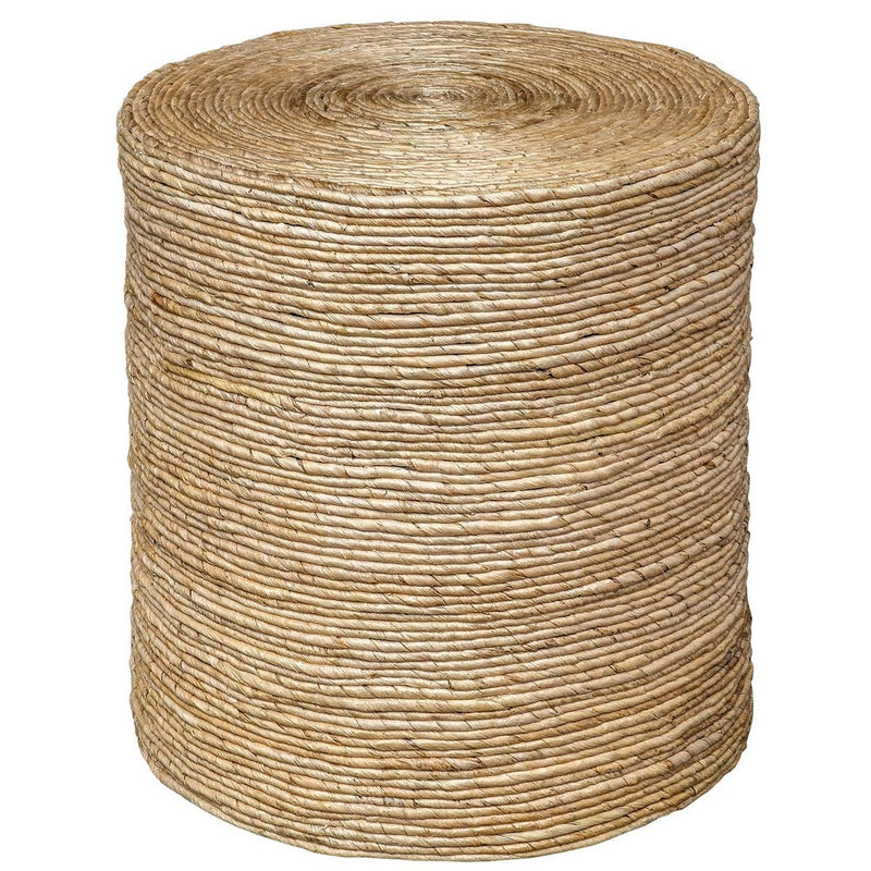 round accent table woven banana plant coastal