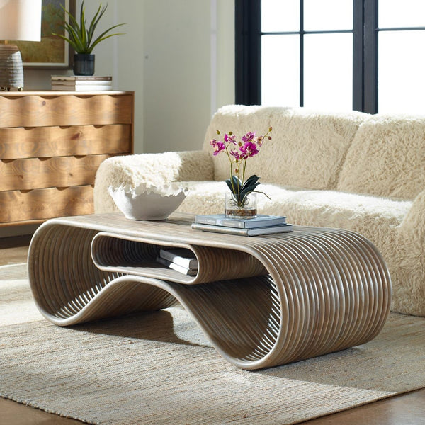 coffee table white washed rattan poles