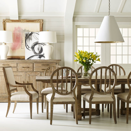 oval back side chair oak wood upholstered linen seat