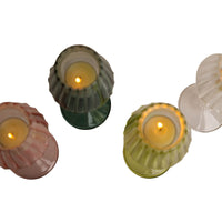 tealight colored candle holder shade base mouthblown glass 