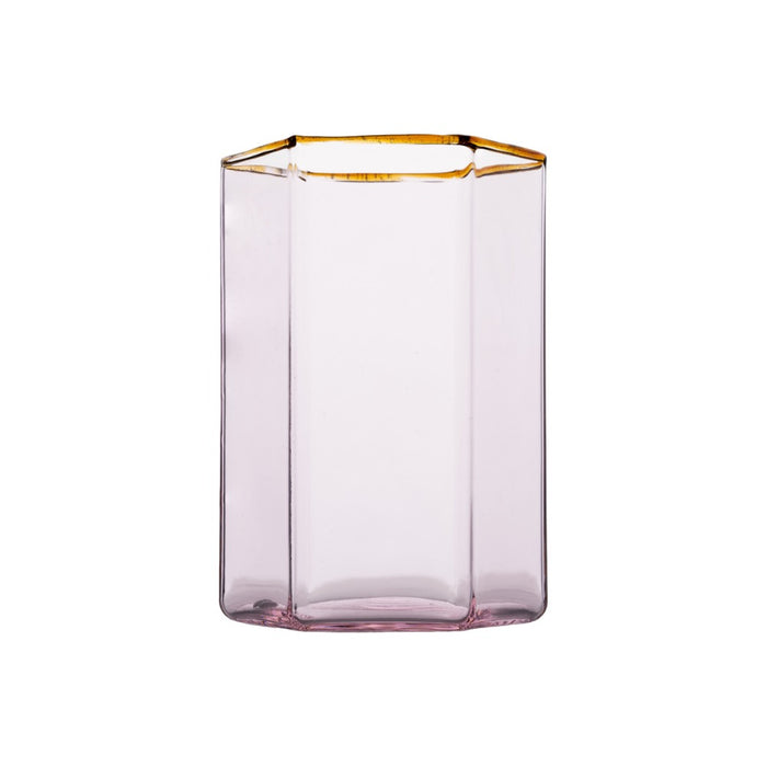 hexagon tumbler pink amber rim set of four 