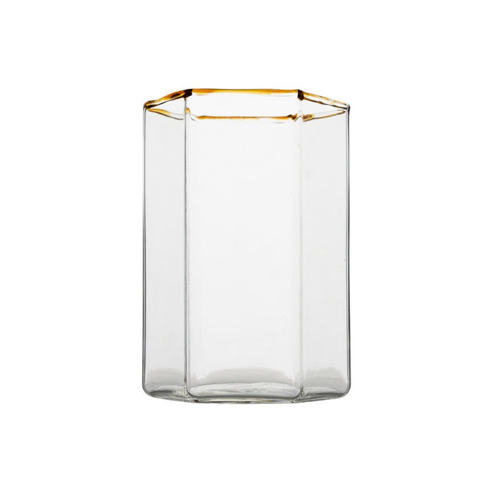 hexagon tumbler clear amber rim set of four
