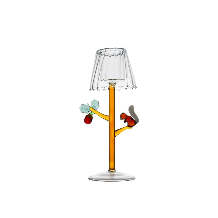 tealight brown clear glass squirrel acorn