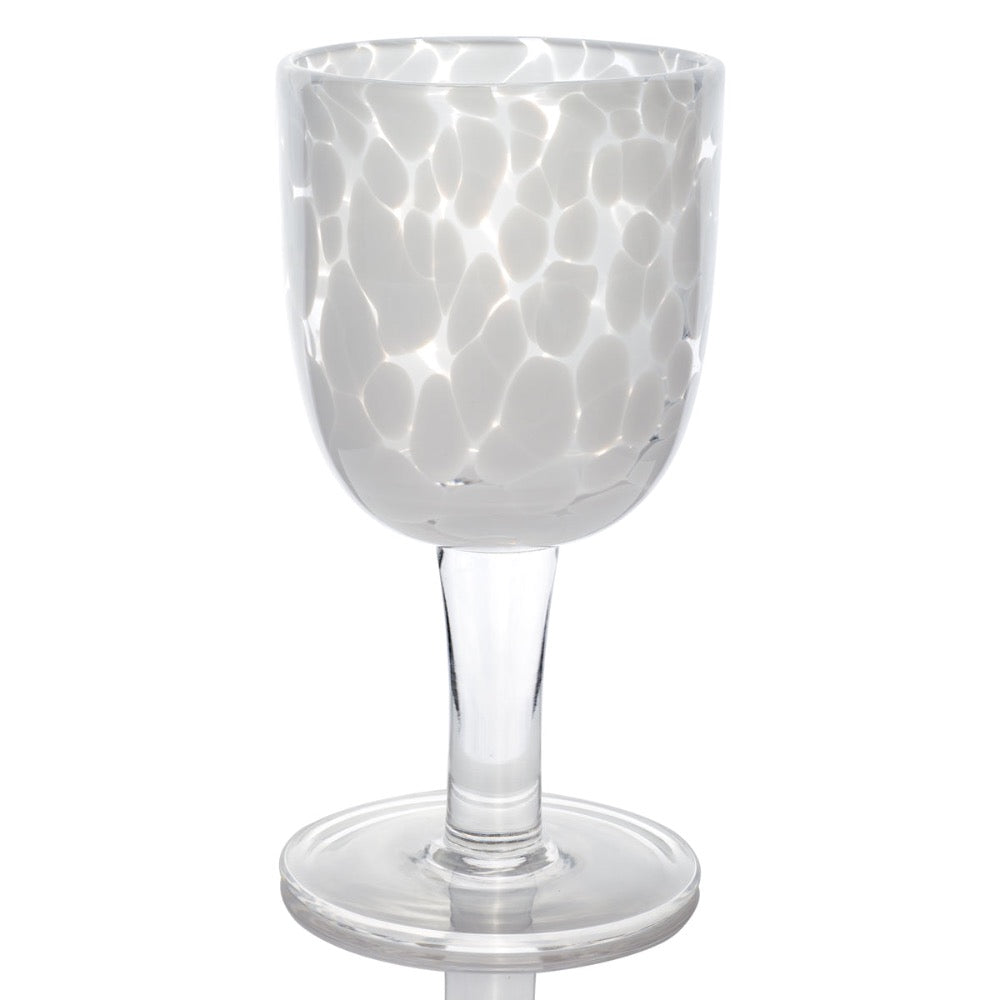 spotted wine glass set white clear