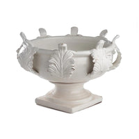 white bowl pedestal acanthus leaves round