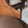speckled brown leather woven counter stool oak solids natural