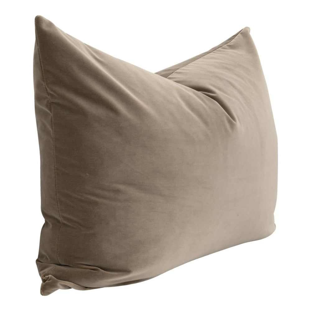 Taupe brown pillow on a white background