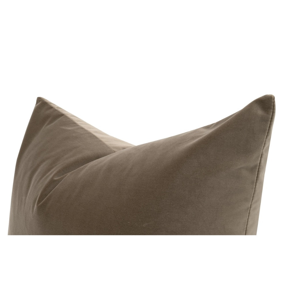 Taupe brown pillow on a white background