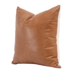 throw pillow square brown leather linen blend fabric natural