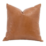 throw pillow square brown leather linen blend fabric natural