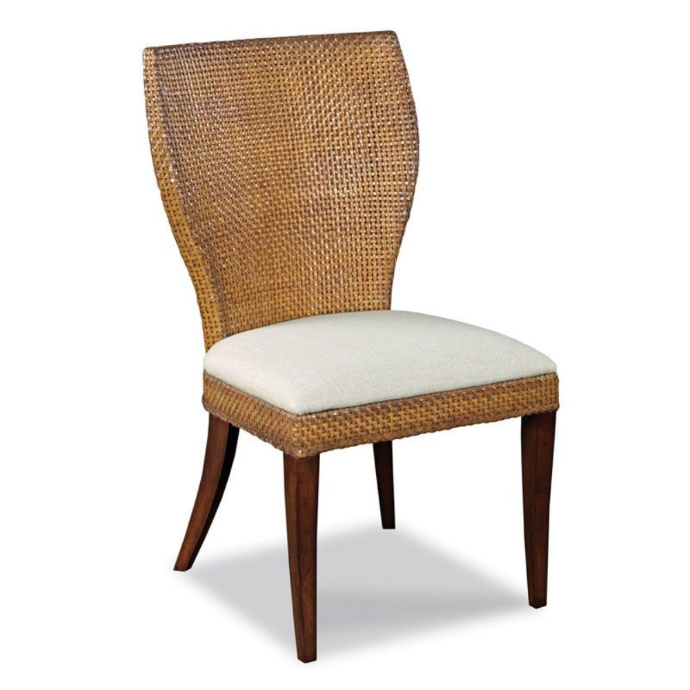 leather eather woven dining chair natural linen