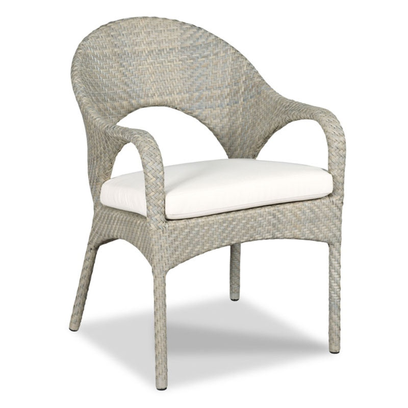 outdoor dining chair woven white cushion powder coated aluminum