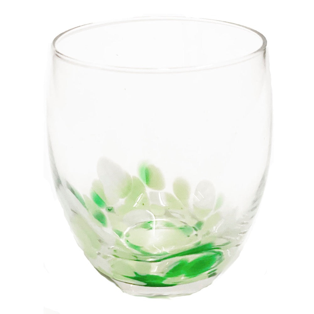glass handmade colorful drops stemless green white