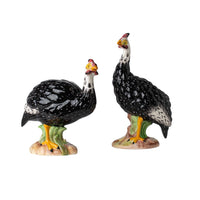 hand painted guinea hen sculpture black white 