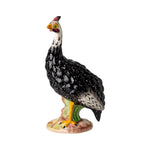 hand painted guinea hen sculpture black white 
