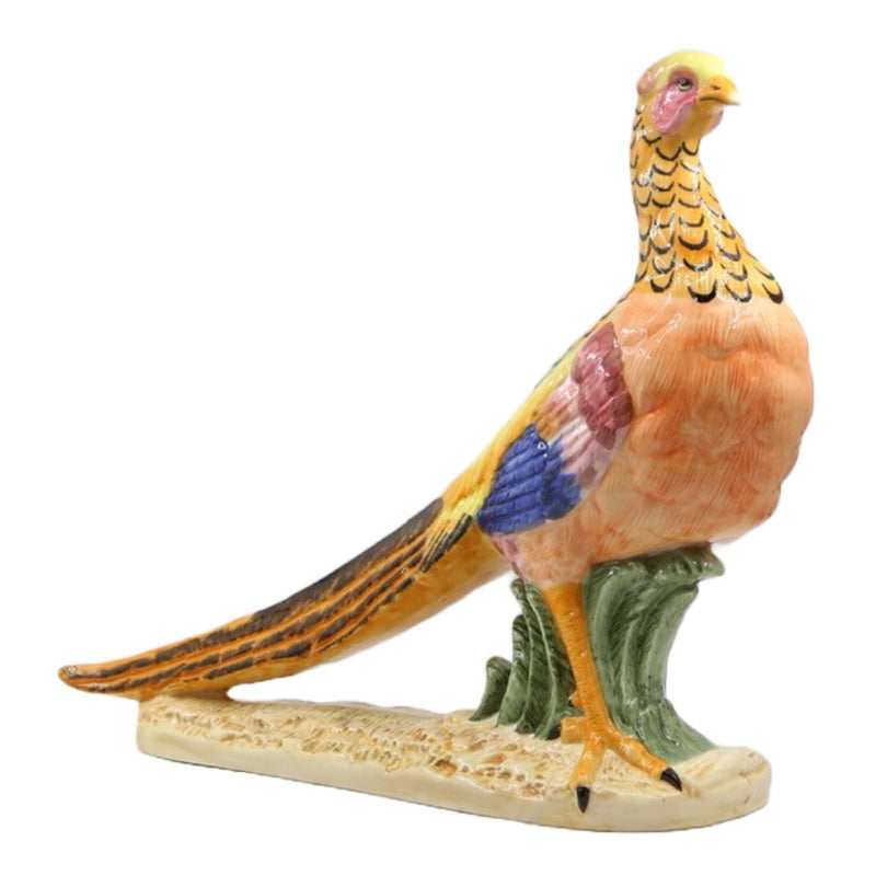 pheasant hand painted sculpture ceramic multi colored