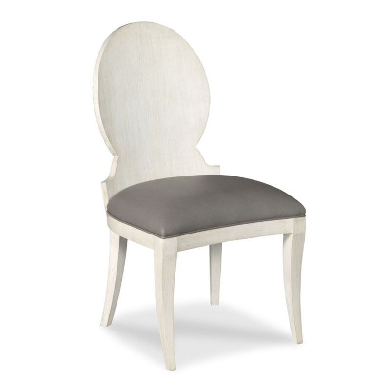 gray vinyl seat white oak chair round back