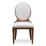 oak wood chair white vinyl seat round back