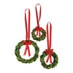 boxwood wreath set of three red ribbon holiday decor